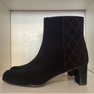 Stuart Weitzman Backer Waterproof Quilted Black Ankle Boots
